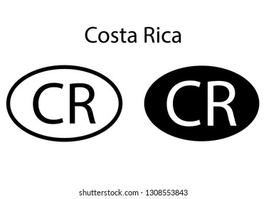 Costa Rica country code icon.  Iso code country domain name.   CR - Costa Rica abbreviated. vector