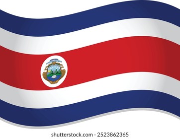 Vector en 3D ondeando la bandera de Country en Costa Rica