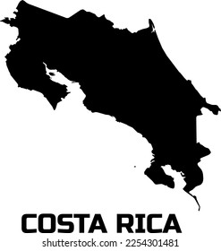 Costa RICA  country map in  black.  With the  caption of the country  name " COSTA RICA".