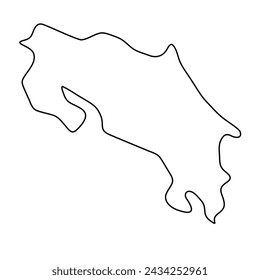 Costa Rica country simplified map. Thin black outline contour. Simple vector icon