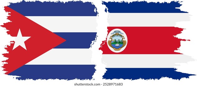 Costa Rica y Cuba grunge flags conexión, Vector