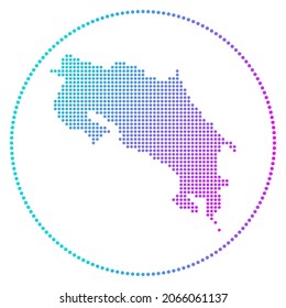 Costa Rica digital badge. Dotted style map of Costa Rica in a circle. Tech icon of the country with gradient dots. Trendy vector illustration.