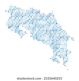 Costa Rica Dot Map. Country Digital Style Shape. Costa Rica vector image. Country shape blue circular dots. Creative vector illustration.