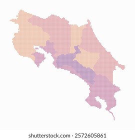 Costa Rica dotted map. Digital style map of the country on white background. Costa Rica shape with square dots. Colored dots style. Small size squares. Amazing vector illustration.