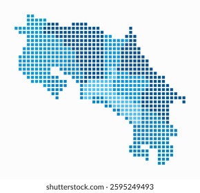 Costa Rica dotted map. Digital style map of the country on white background. Costa Rica shape with square dots. Colored dots style. Large size squares. Artistic vector illustration.