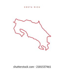 Costa Rica editable outline map. Costa Rican red border. Country name. Adjust line weight. Change to any color. Vector illustration.