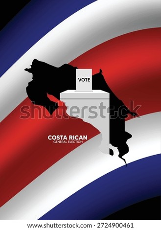 Costa Rica Election Background Featuring National Map Silhouette Flag Colors And Voting poster