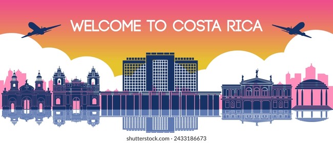 Costa Rica famous landmark silhouette style,vector illustration