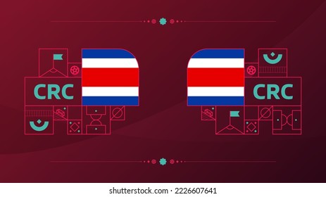 costa rica flag for 2022  world, Qatar football cup tournament. isolated National team flag with geometric elements for 2022 soccer or football Vector illustration.