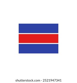 Costa Rica Flag with Blue, White, and Red Stripes. Vector icon design.