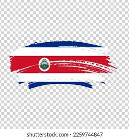 Costa Rica flag with brush paint textured isolated on png or transparent background, template for banner, promote, design.