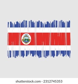 Costa Rica Flag Brush Vector Illustration