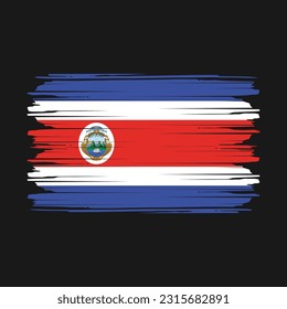Costa Rica Flag Brush Vector Illustration