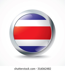 Costa Rica flag button - vector illustration