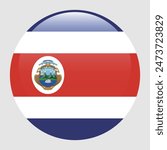 Costa Rica flag. Costa Rica circle flag. Flag icon. Standard color. Round flag. Computer illustration. Digital illustration. Vector illustration.