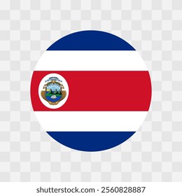 Costa Rica flag - circle vector flag isolated on checkerboard transparent background