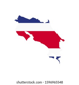 Costa Rica Flag country of America, American map illustration, vector isolated on white background