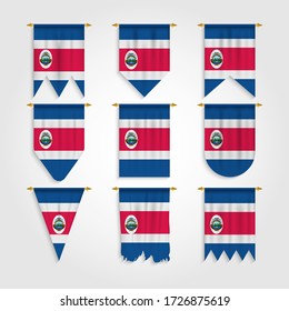 Costa Rica Flag in Different shapes, Flag of Costa Rica in Various Shapes