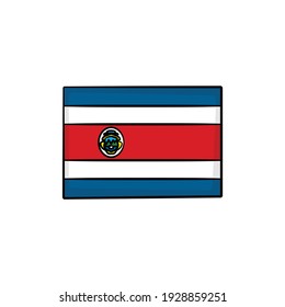 Costa Rica flag in drawing style isolated vector. Hand drawn object illustration for your presentation, teaching materials or others.