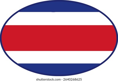 Costa Rica flag ellipse shaped. vector