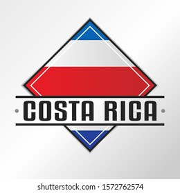 Costa Rica Flag Emblema. Vector Design National. Illustration Country Symbol. Insignia Banner Logo.