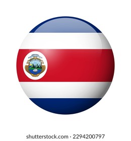 Costa Rica flag - glossy circle badge. Vector icon.