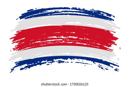 Costa Rica flag in grunge brush stroke, vector image