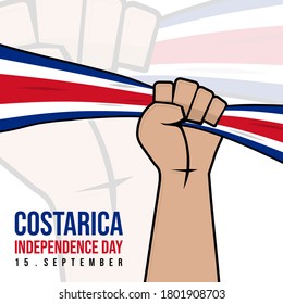 Costa rica flag in hand vector illustration. good template for costa rica independence day design.