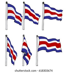 Costa Rica Flag Hanging On Pole Stock Vector (Royalty Free) 618303674 ...