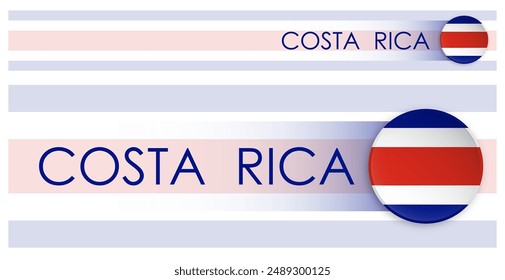 Costa Rica Flagge Horizontalen Web Banner im modernen Neomorphismus Stil. Webseite Costa Rica Country Header Button für mobile Anwendungen oder Internetseiten. Vektorgrafik