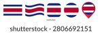 Costa Rica flag icon set on transparent background