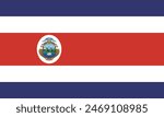 Costa Rica flag. Flag of Costa Rica. Flag icon. Standard color. Standard size. Rectangular flag. Computer illustration. Digital illustration. Vector illustration.