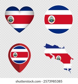 Costa Rica Flag Icons Pack. Vector illustration.