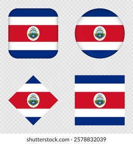 Costa Rica Flag Icons Pack. Vector illustration.