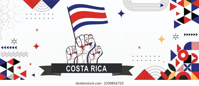 Costa Rica flag independence day geometric Country web banner for 4th of July. corporate abstract background design with American flag theme. Country Vector Illustration