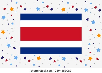 Costa Rica Flag Independence Day Celebration With Stars