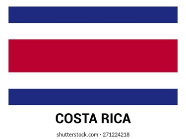 Costa Rica flag isolated vector in official colors and Proportion Correctly. country's name label in bottom
