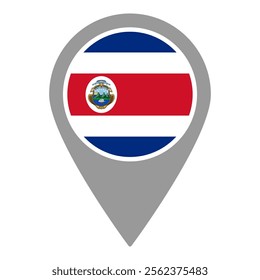 Costa Rica flag location pin, flag application, Flag on Location Pin, graphic design, map pointer, vector illustration.