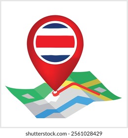 Costa Rica Flag Location Symbol Design