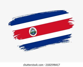 Costa Rica flag made in textured brush stroke. Patriotic country flag on white background