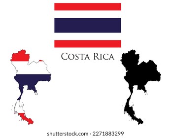 costa rica Flag and map illustration vector 