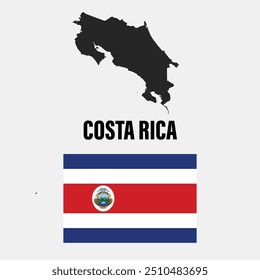 Costa Rica Flag and map illustration