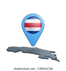 Costa Rica flag map pin on white