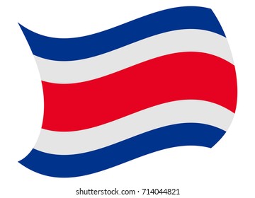 costa rica flag moved by the wind