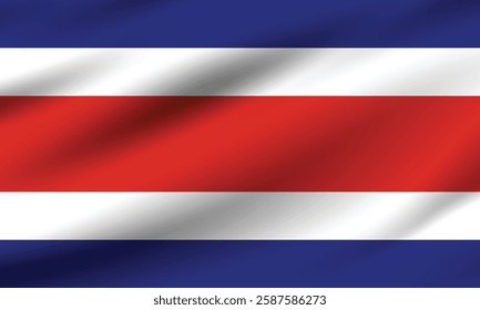 Costa Rica flag official colors and proportion digital vector illustration. The wavy flag