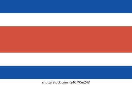 Costa Rica flag. The official ratio. Flag icon. Standard color. Standard size. A rectangular flag. Computer illustration. Digital illustration. Vector illustration.