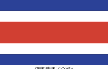 Costa Rica flag. The official ratio. Flag icon. Standard color. Standard size. A rectangular flag. Computer illustration. Digital illustration. Vector illustration.