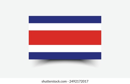 Bandera de Costa Rica. Bandera de Costa Rica. La proporción oficial. Icono de marca. Color estándar. Tamaño estándar. Una bandera rectangular. Ilustración de computadora. Ilustración digital Ilustración vectorial.