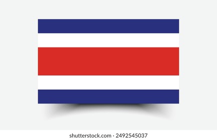 Bandera de Costa Rica. Bandera de Costa Rica. La proporción oficial. Icono de marca. Color estándar. Tamaño estándar. Una bandera rectangular. Ilustración de computadora. Ilustración digital Ilustración vectorial.