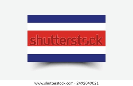 Costa Rica flag. Flag of Costa Rica. The official ratio. Flag icon. Standard color. Standard size. A rectangular flag. Computer illustration. Digital illustration. Vector illustration.